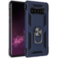Samsung Galaxy S10 Plus Kılıf Silikon Zırhlı Standlı Yüzüklü Mıknatıslı Tank Kapak - Lacivert