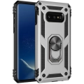 Samsung Galaxy S10e Kılıf Silikon Zırhlı Standlı Yüzüklü Mıknatıslı Tank Kapak - Gri
