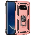 Samsung Galaxy S10e Kılıf Silikon Zırhlı Standlı Yüzüklü Mıknatıslı Tank Kapak - Rose Gold