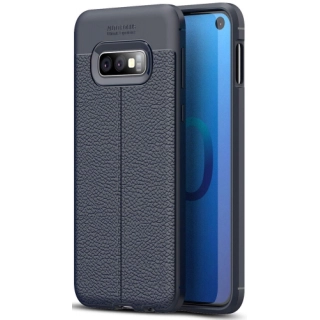 Samsung Galaxy S10e Kılıf Deri Görünümlü Lüks Parmak İzi Bırakmaz Niss Silikon Kapak - Lacivert