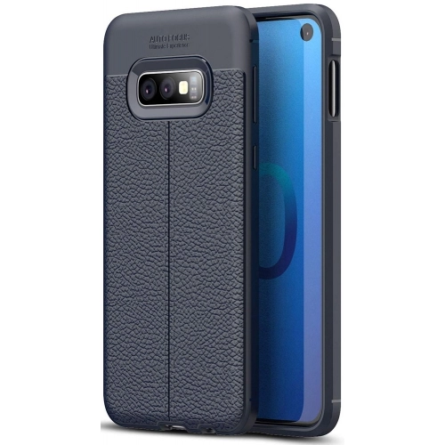 Samsung Galaxy S10e Kılıf Deri Görünümlü Lüks Parmak İzi Bırakmaz Niss Silikon Kapak - Lacivert