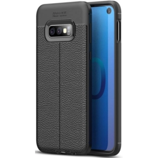 Samsung Galaxy S10e Kılıf Deri Görünümlü Lüks Parmak İzi Bırakmaz Niss Silikon Kapak - Siyah