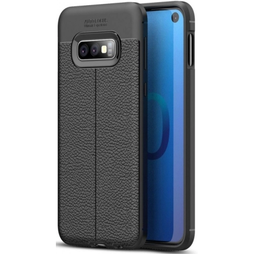 Samsung Galaxy S10e Kılıf Deri Görünümlü Lüks Parmak İzi Bırakmaz Niss Silikon Kapak - Siyah
