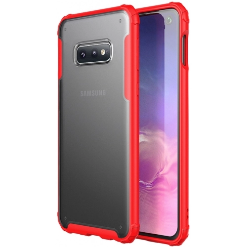 Samsung Galaxy S10e Kılıf Volks Serisi Kenarları Silikon Arkası Şeffaf Sert Kapak - Kırmızı