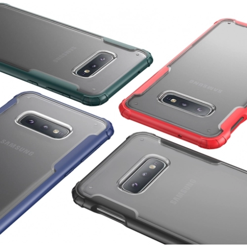 Samsung Galaxy S10e Kılıf Volks Serisi Kenarları Silikon Arkası Şeffaf Sert Kapak - Lacivert