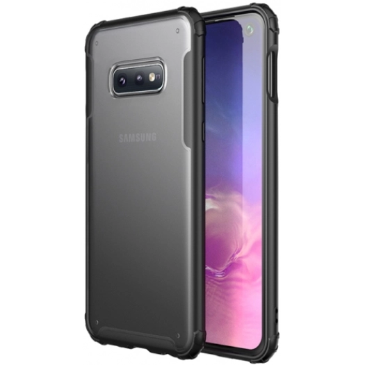 Samsung Galaxy S10e Kılıf Volks Serisi Kenarları Silikon Arkası Şeffaf Sert Kapak - Siyah