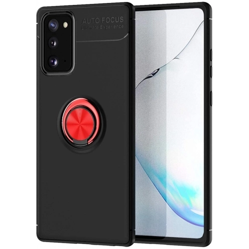 Samsung Galaxy S20 FE Kılıf Renkli Silikon Yüzüklü Standlı Auto Focus Ravel Kapak - Kırmızı - Siyah