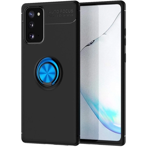 Samsung Galaxy S20 FE Kılıf Renkli Silikon Yüzüklü Standlı Auto Focus Ravel Kapak - Mavi - Siyah