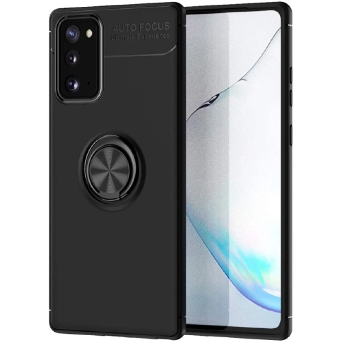 Samsung Galaxy S20 FE Kılıf Renkli Silikon Yüzüklü Standlı Auto Focus Ravel Kapak - Siyah