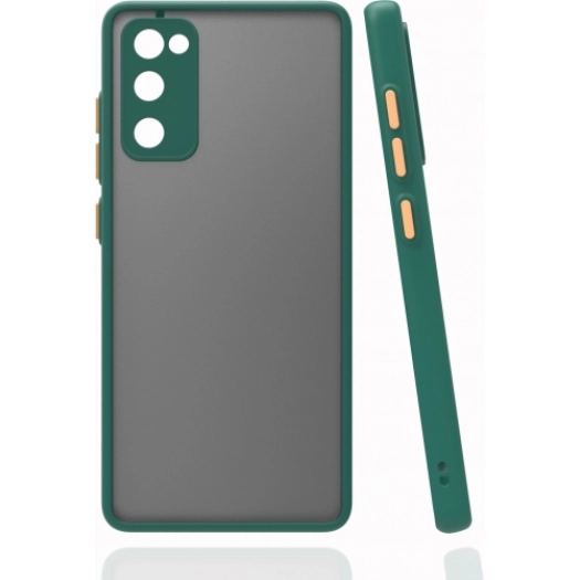 Samsung Galaxy S20 FE Kılıf Kamera Korumalı Arkası Şeffaf Mat Silikon Kapak - Koyu Yeşil