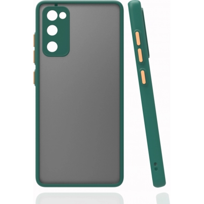 Samsung Galaxy S20 FE Kılıf Kamera Korumalı Arkası Şeffaf Mat Silikon Kapak - Koyu Yeşil