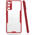 Samsung Galaxy S20 FE Kılıf Renkli Silikon Kamera Lens Korumalı Şeffaf Parfe Kapak - Kırmızı