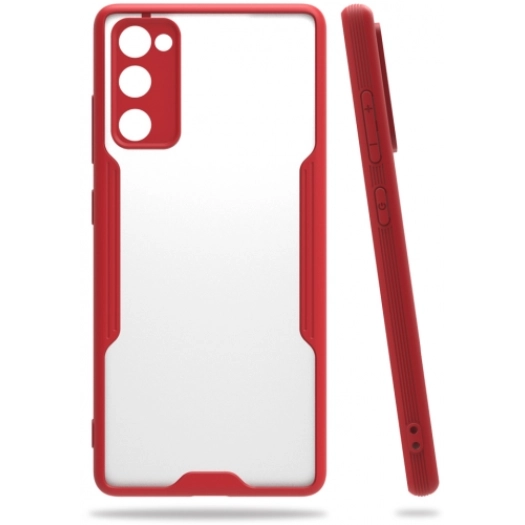 Samsung Galaxy S20 FE Kılıf Renkli Silikon Kamera Lens Korumalı Şeffaf Parfe Kapak - Kırmızı