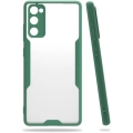 Samsung Galaxy S20 FE Kılıf Renkli Silikon Kamera Lens Korumalı Şeffaf Parfe Kapak - Koyu Yeşil