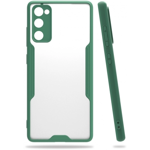 Samsung Galaxy S20 FE Kılıf Renkli Silikon Kamera Lens Korumalı Şeffaf Parfe Kapak - Koyu Yeşil
