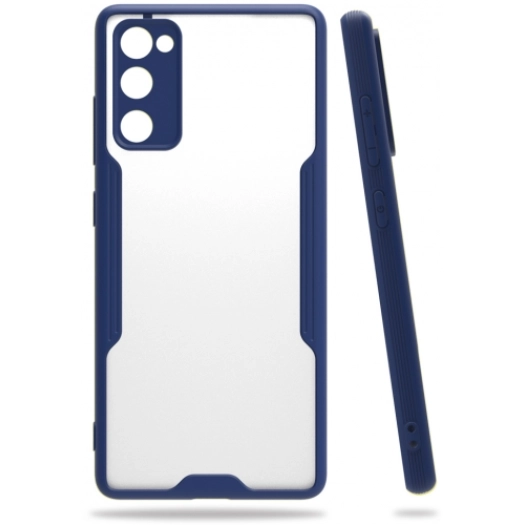 Samsung Galaxy S20 FE Kılıf Renkli Silikon Kamera Lens Korumalı Şeffaf Parfe Kapak - Lacivert