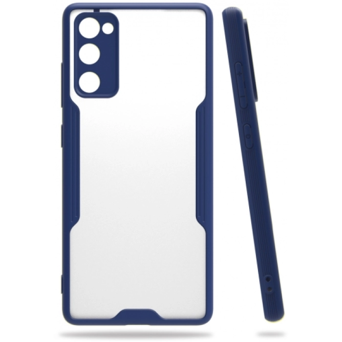 Samsung Galaxy S20 FE Kılıf Renkli Silikon Kamera Lens Korumalı Şeffaf Parfe Kapak - Lacivert