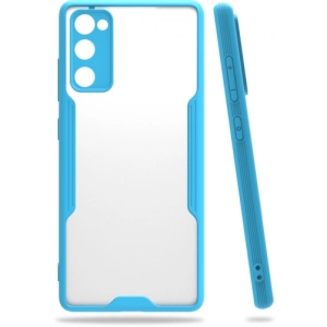 Samsung Galaxy S20 FE Kılıf Renkli Silikon Kamera Lens Korumalı Şeffaf Parfe Kapak - Mavi