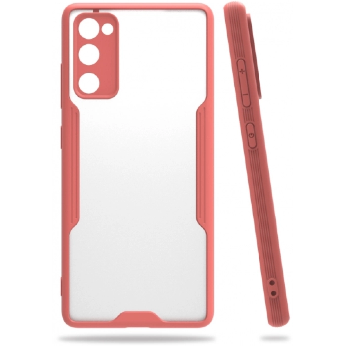 Samsung Galaxy S20 FE Kılıf Renkli Silikon Kamera Lens Korumalı Şeffaf Parfe Kapak - Pembe