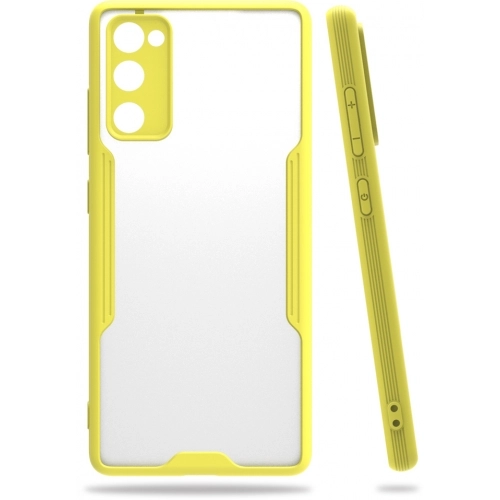 Samsung Galaxy S20 FE Kılıf Renkli Silikon Kamera Lens Korumalı Şeffaf Parfe Kapak - Sarı