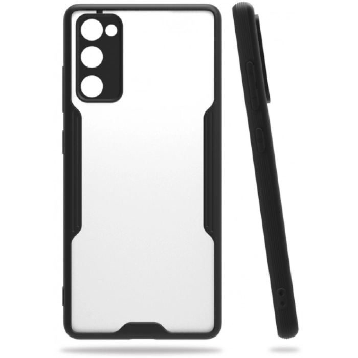 Samsung Galaxy S20 FE Kılıf Renkli Silikon Kamera Lens Korumalı Şeffaf Parfe Kapak - Siyah