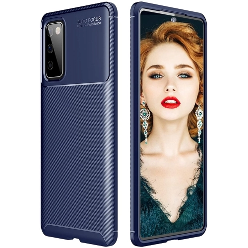 Samsung Galaxy S20 FE Kılıf Silikon Parmak İzi Bırakmayan Karbon Soft Negro Kapak - Lacivert