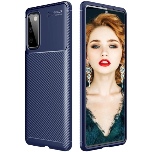 Samsung Galaxy S20 FE Kılıf Silikon Parmak İzi Bırakmayan Karbon Soft Negro Kapak - Lacivert