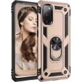 Samsung Galaxy S20 FE Kılıf Silikon Zırhlı Standlı Yüzüklü Mıknatıslı Tank Kapak - Gold