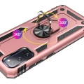 Samsung Galaxy S20 FE Kılıf Silikon Zırhlı Standlı Yüzüklü Mıknatıslı Tank Kapak - Rose Gold