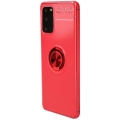Samsung Galaxy S20 Kılıf Renkli Silikon Yüzüklü Standlı Auto Focus Ravel Kapak - Kırmızı
