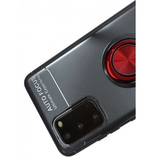 Samsung Galaxy S20 Kılıf Renkli Silikon Yüzüklü Standlı Auto Focus Ravel Kapak - Siyah