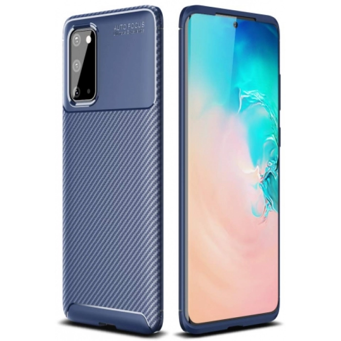 Samsung Galaxy S20 Kılıf Silikon Parmak İzi Bırakmayan Karbon Soft Negro Kapak - Lacivert