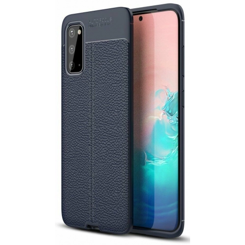 Samsung Galaxy S20 Kılıf Deri Görünümlü Lüks Parmak İzi Bırakmaz Niss Silikon Kapak - Lacivert