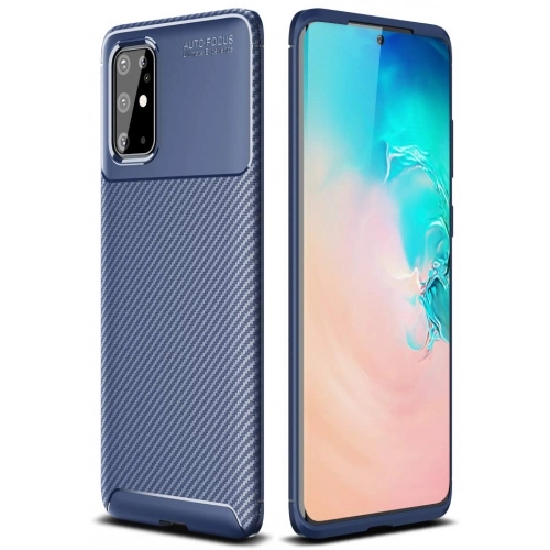 Samsung Galaxy S20 Plus Kılıf Silikon Parmak İzi Bırakmayan Karbon Soft Negro Kapak - Lacivert