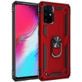Samsung Galaxy S20 Plus Kılıf Silikon Zırhlı Standlı Yüzüklü Mıknatıslı Tank Kapak - Kırmızı