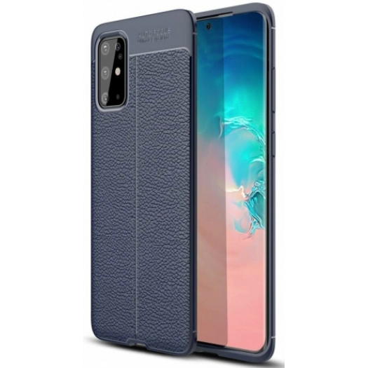 Samsung Galaxy S20 Plus Kılıf Deri Görünümlü Lüks Parmak İzi Bırakmaz Niss Silikon Kapak - Lacivert