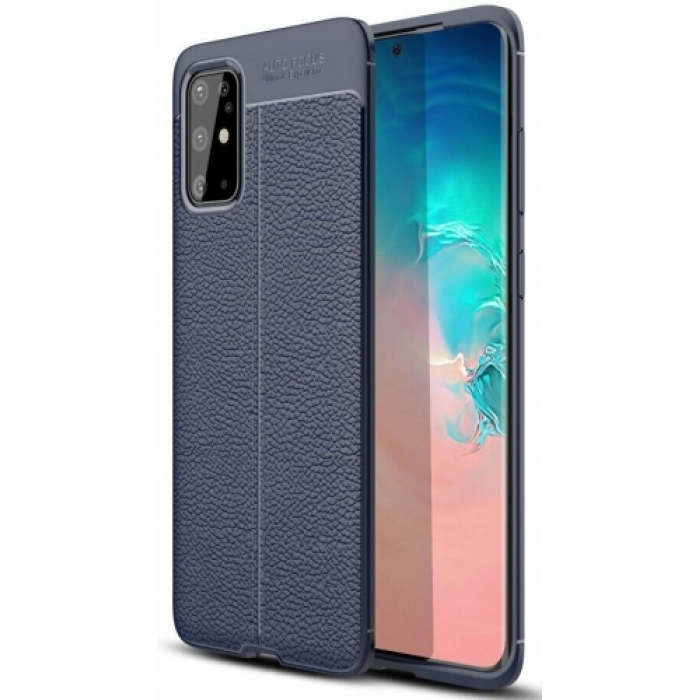 Samsung Galaxy S20 Plus Kılıf Deri Görünümlü Lüks Parmak İzi Bırakmaz Niss Silikon Kapak - Lacivert
