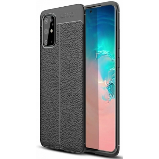 Samsung Galaxy S20 Plus Kılıf Deri Görünümlü Lüks Parmak İzi Bırakmaz Niss Silikon Kapak - Siyah