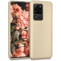 Samsung Galaxy S20 Ultra Kılıf İnce Soft Mat Renkli Esnek Silikon Kapak - Gold