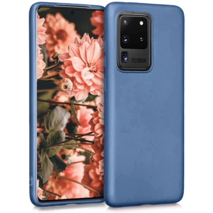 Samsung Galaxy S20 Ultra Kılıf İnce Soft Mat Renkli Esnek Silikon Kapak - Lacivert