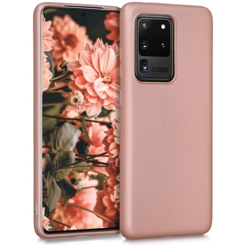 Samsung Galaxy S20 Ultra Kılıf İnce Soft Mat Renkli Esnek Silikon Kapak - Rose Gold