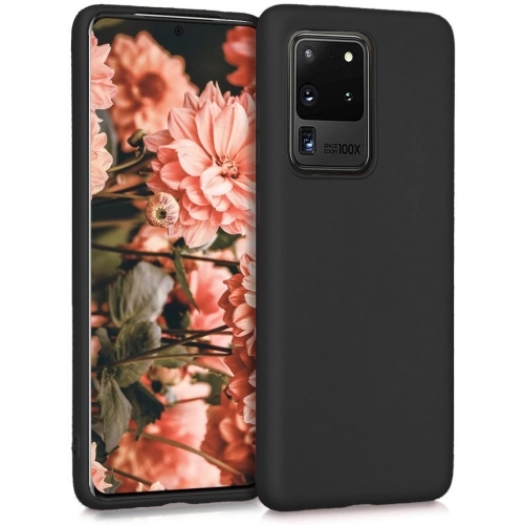 Samsung Galaxy S20 Ultra Kılıf İnce Soft Mat Renkli Esnek Silikon Kapak - Siyah