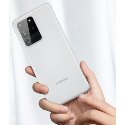 Samsung Galaxy S20 Ultra Kılıf Mat Şeffaf Esnek Kaliteli Ultra İnce PP Silikon - Beyaz