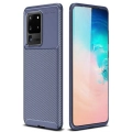 Samsung Galaxy S20 Ultra Kılıf Silikon Parmak İzi Bırakmayan Karbon Soft Negro Kapak - Lacivert