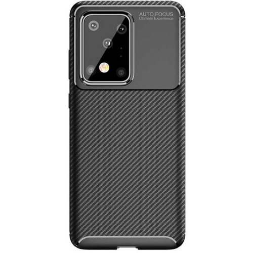 Samsung Galaxy S20 Ultra Kılıf Silikon Parmak İzi Bırakmayan Karbon Soft Negro Kapak - Siyah
