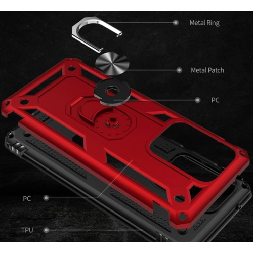 Samsung Galaxy S20 Ultra Kılıf Silikon Zırhlı Standlı Yüzüklü Mıknatıslı Tank Kapak - Siyah