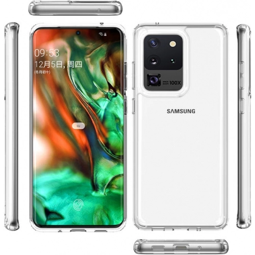 Samsung Galaxy S20 Ultra Kılıf Korumalı Kenarları Silikon Arkası Sert Coss Kapak - Şeffaf