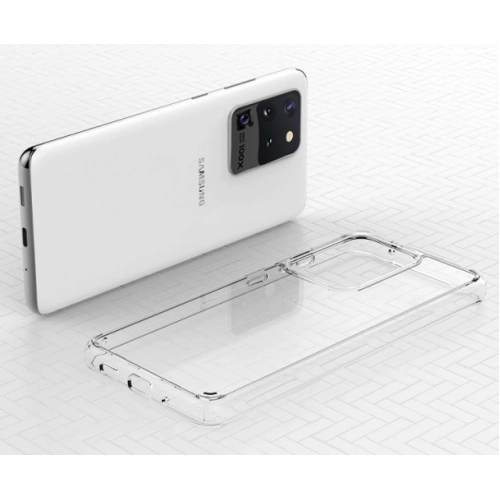 Samsung Galaxy S20 Ultra Kılıf Korumalı Kenarları Silikon Arkası Sert Coss Kapak - Şeffaf