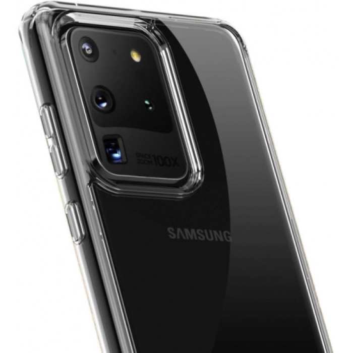 Samsung Galaxy S20 Ultra Kılıf Korumalı Kenarları Silikon Arkası Sert Coss Kapak  - Şeffaf