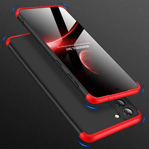 Samsung Galaxy S21 FE Kılıf 3 Parçalı 360 Tam Korumalı Rubber AYS Kapak - Kırmızı